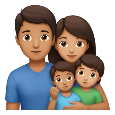 a brunette boy with his girlfriend and brunette 2 year old sticker