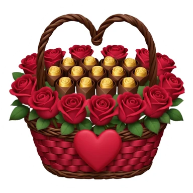 Valentine’s Day basket with burgundy red roses sticker
