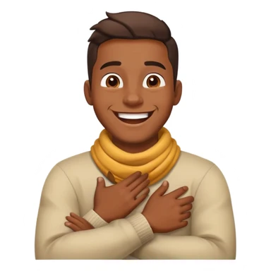 Guy with his hands crossed around neck laughing  sticker