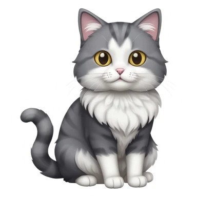 full body dark grey and white cat with white front legs sticker
