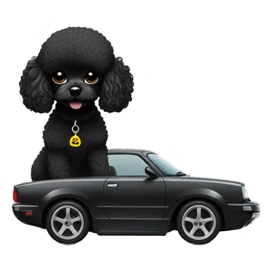 black toy poodle with silvia 15 drift car sticker