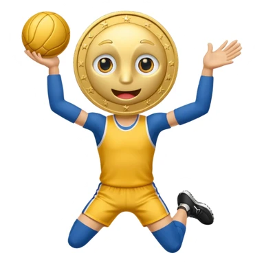 coin mascot with eyes, mouth, arms and legs. playing sports sticker