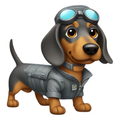 grey daschund dressed as pilot sticker