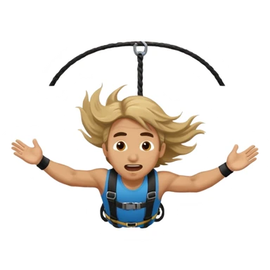 bungee jumping man face only with flying long hair and open mouth sticker