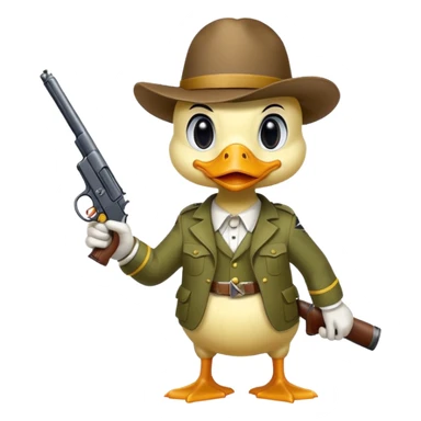 angry duck with a gun in his hand pointing at us  sticker