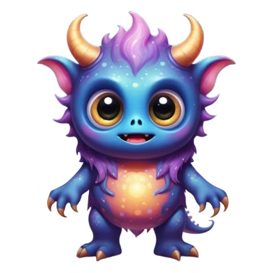 3D, create an image of a cartoon monster with big eyes, thomas kinkade and paul lehr, pixar cute character design, by Anne Stokes, splashes of neon galaxies, adorably cute, drew struzan inspiration, by Wojciech Korneli Stattler, beautiful mattepainting sticker