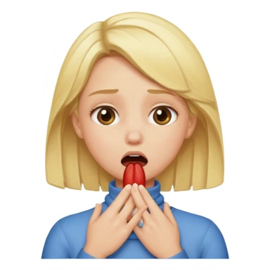 blonde girl choking herself sticker