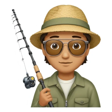 a man with a fishing rod sticker