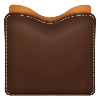 A 3D Apple-style emoji of an industrial leather material, shown as a neatly folded or rolled sheet of dark brown leather with visible texture and stitching details, giving a modern and manufactured look, clean and simple design, no background sticker