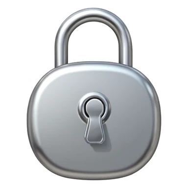 Chrome silver lock emoji, iOS emoji style, smooth metallic surface, rounded edges, reflective highlights, minimalistic sticker