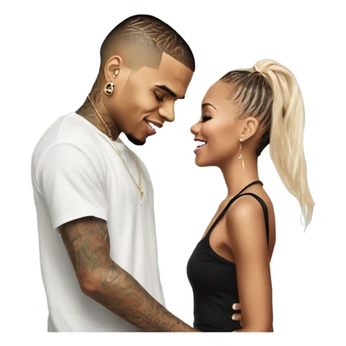 Hyper Realistic Chris Brown  Karruche Tran romantic photo  sticker