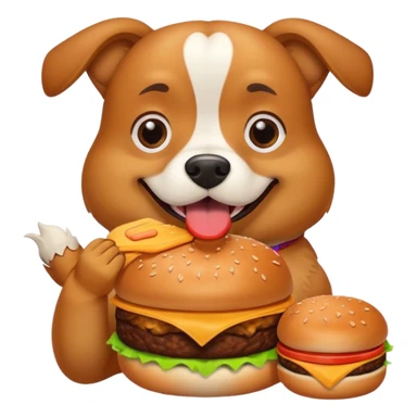 A dog eating a burger  sticker