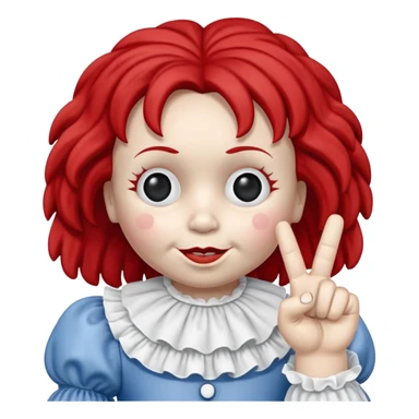 raggedy ann doll flipping off with middle finger creepy  sticker