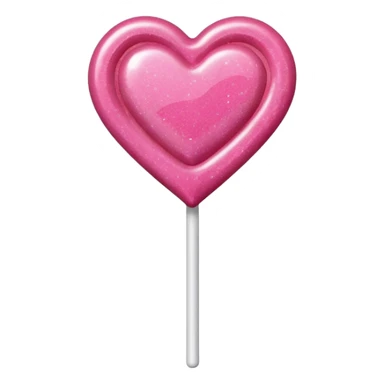 Pink heart shaped lollipop with glitter  sticker