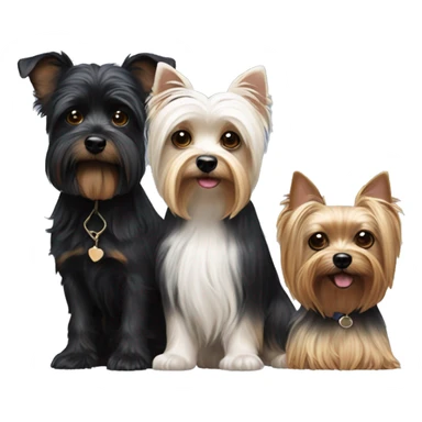 Husband, wife, Yorkshire terrier and black dog with white breasts sticker