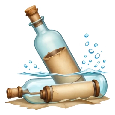 I want a message in a bottle like a letter rolled up, put into a bottle that you would put into the sea sticker