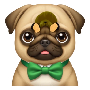 pug with green bow tie sticker