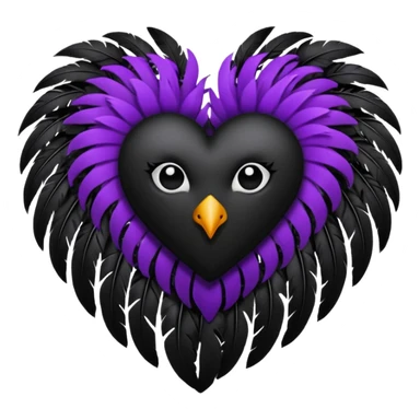 goth heart with purple lace and dark feathers sticker