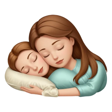 sleeping beauty, brown-haired white girl, head on a shiny silk pillow sticker