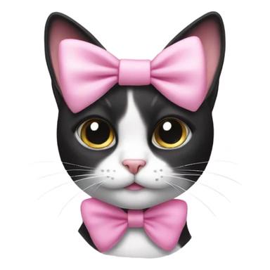 Black and white cat with pink bow sticker