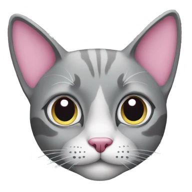 grey cat with pink nose sticker