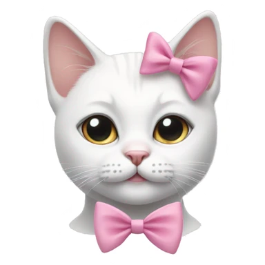 White cat with pink bow on its ear with eyeliner  sticker