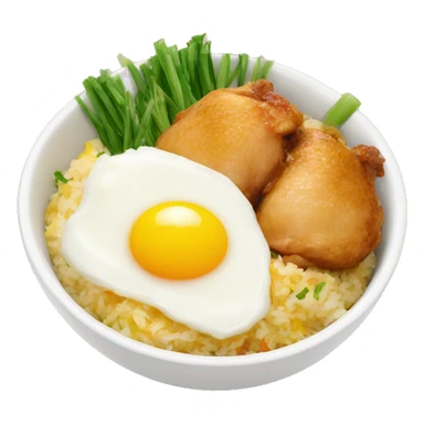 chicken thigh rice bowl with two eggs sticker