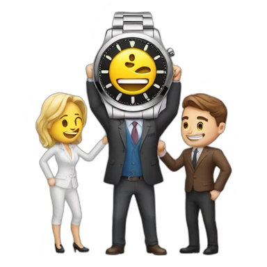 A men flipping luxury watch between two people sticker