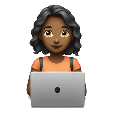 girl with laptop and writing sticker