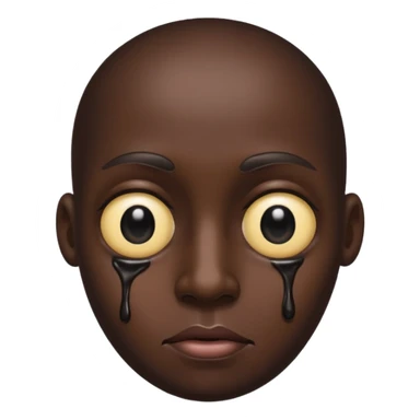 an black melting face with no eyebrows and mouth and just an single eye sticker