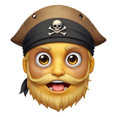 Clash of Clans aesthetic Comical Pirate Portrait Emoji, Head tilted dramatically with an exaggerated, fun expression and wide, comically expressive eyes behind a quirky eye patch, featuring a rugged yet cartoonish build with a playful bandana and natural skin tone, Simplified yet hilariously expressive features, highly detailed, glowing with a slightly sassy oceanic glow, high shine, dramatic yet playful, stylized with an air of cheeky maritime mischief, soft glowing outline, capturing the essence of a meme-worthy pirate who brings humor to epic quests! sticker