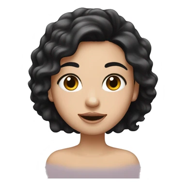 white girl with black hair applying cream on face sticker