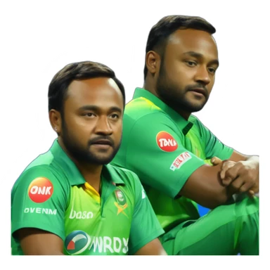 Temba Bavuma sleeping in chair and shakib al hasan seeing that in fear standing near to him sticker