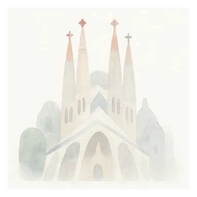 Barcelona Sagrada Familia in watercolor style sticker
