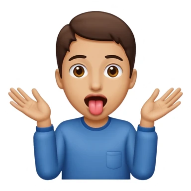 tongue out with hands to the side ￼ sticker