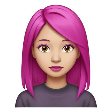 fuchsia charcoal color dyed straight hair on a woman emoji 👩🏼 sticker