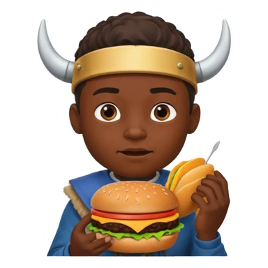 young black boy viking eating burger sticker