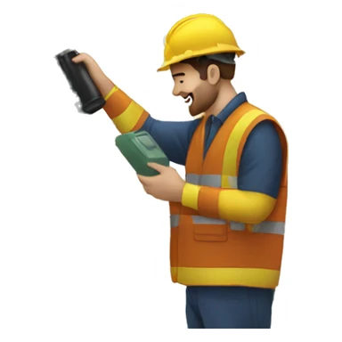 man hugging an oil rig sticker