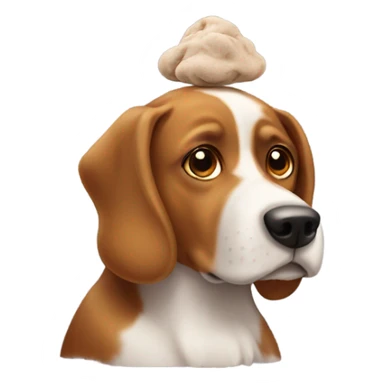 Dog with poop on head sticker