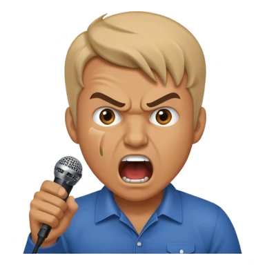 the male office manager yelling at her to stop with angry face while unpluggging her microphone cable standing up
 sticker