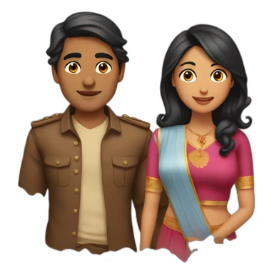 indian man and asian woman in love sticker