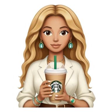 Beyoncè with a Starbucks drink and a bracelet  sticker