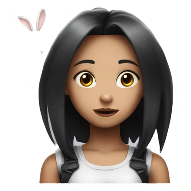 Girl looking like alita angel worrior looking like a cute bunny sticker