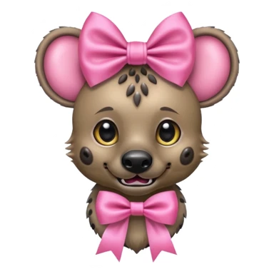 hyena with a pink bow, large shiny bow sticker
