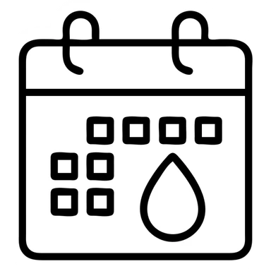 outlined period calendar icon with no fill and clean lines, optimized for 8pt grid sticker