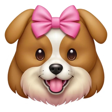 Perro con un moño rosa sacando la lengua  sticker