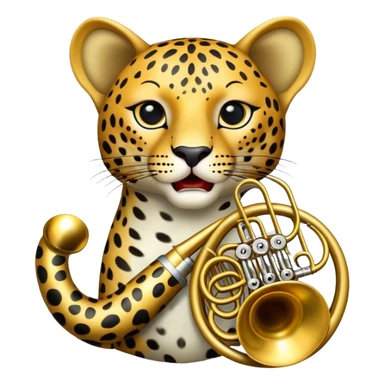 leopard playing french horn sticker