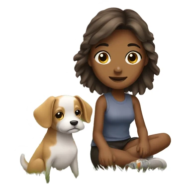 girl with dog in nature sticker