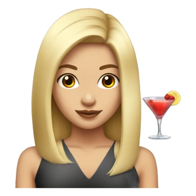 Blonde and straight hair girl sustaining cocktail sticker