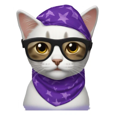 a cat wearing the iconic macho man rand savage purple bandana and goggles sticker